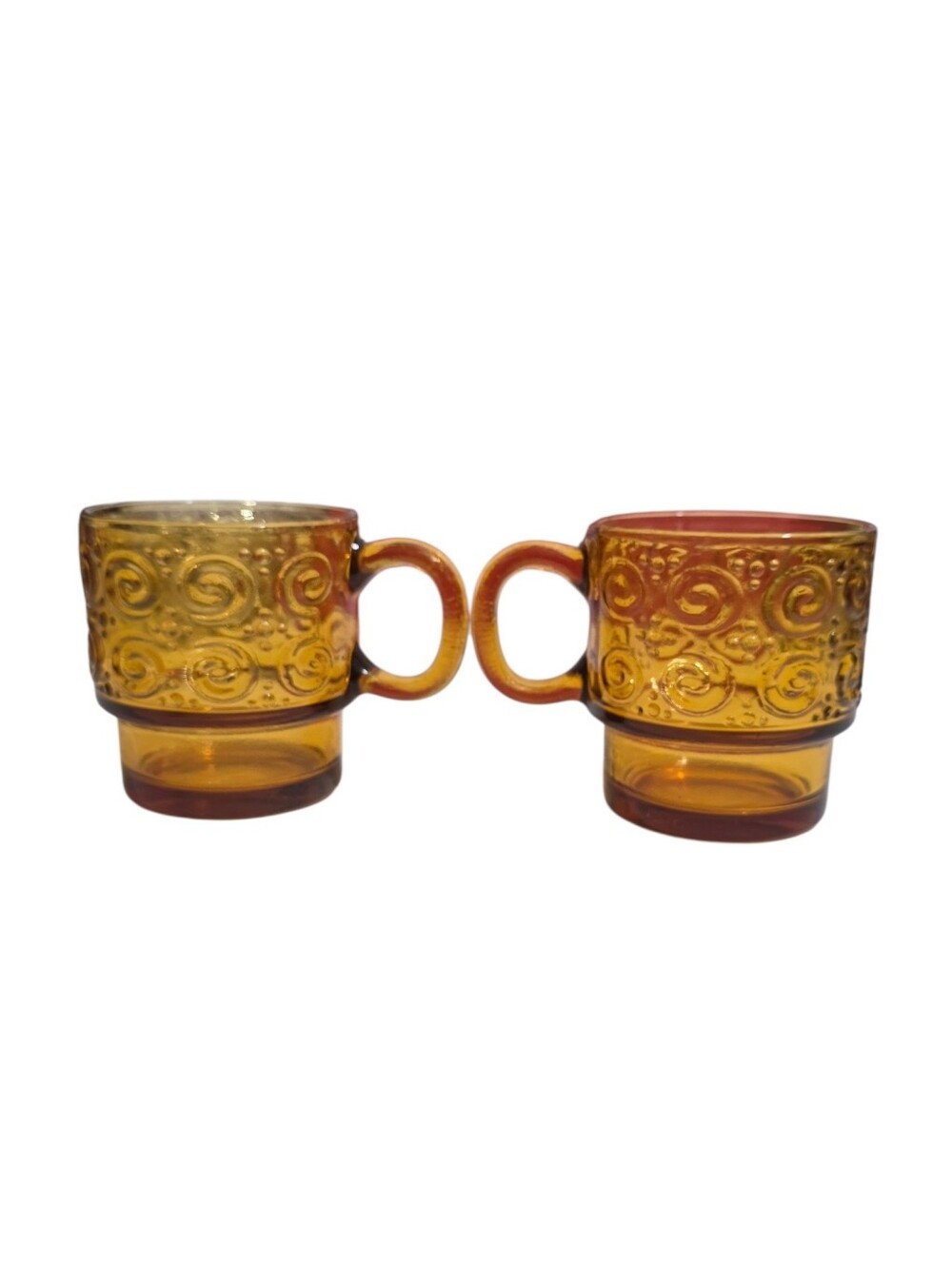 Vintage Hazel Atlas Amber Glass Stackable Mugs